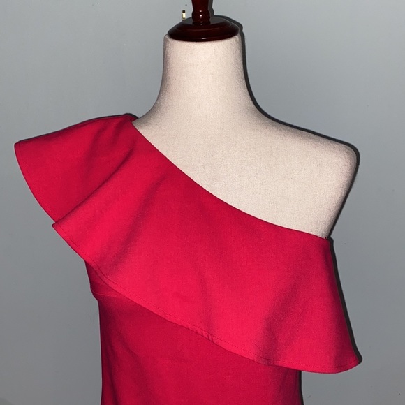 French Connection Pink Ruffle One Shoulder Tunic Dress - 2 - Picture 3 of 13